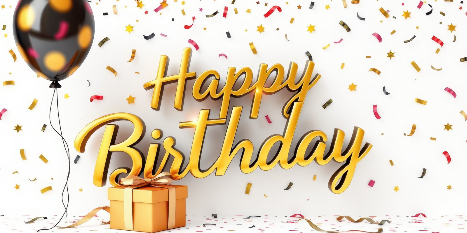 Celebration of a joyful birthday with decorations and a gift box in a festive atmosphere